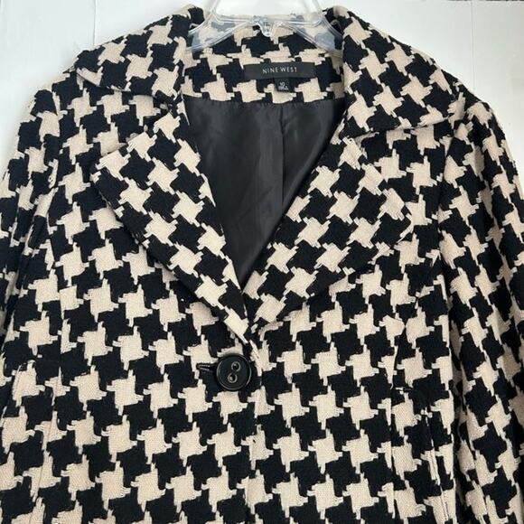 SUMMER SALE | Nine West Black & Tan Houndstooth Blazer - Size 10 - Picture 5 of 12